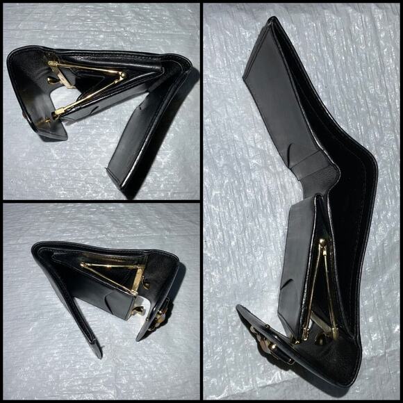 GUCCI Vintage Black leather trifold wallet with Front Bamboo Accent - Picture 11 of 15